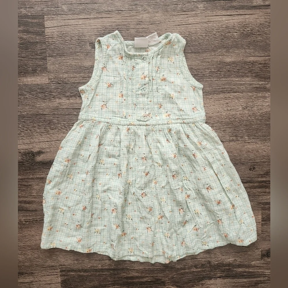 GAP Green Floral And Plaid Dress